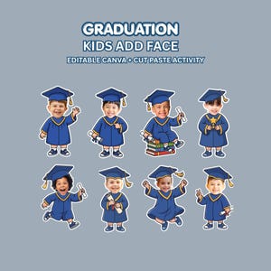 Graduation Kids Add Face,Printable Craft & Bulletin Board Decor,Editable Canva Template, Printable Craft and Bulletin Board DecoR