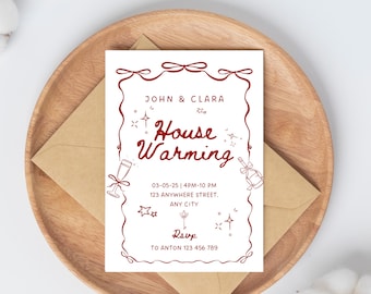 Editable Housewarming Invitation,Housewarming gift for friend,Handwritten New Home Invite,New House Hand Drawn Style,Canva Template Digital