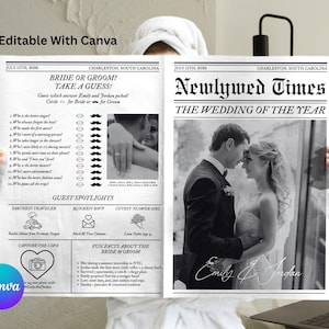 Wedding Newspaper Template: Editable Photo Keepsake (18x24, 17x11 inch Digital Download