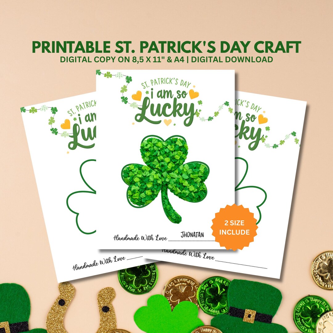 St Patrick’s Day Tissue Paper Craft Printable, Shamrock Tear Art ...