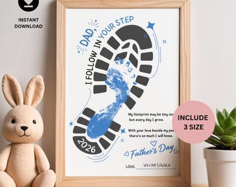 Father’s Day Footprint Craft Printable for Kids, Dad Keepsake Gift from Kids, Preschool Toddler Art Activity, Last Minute Gift for Dad