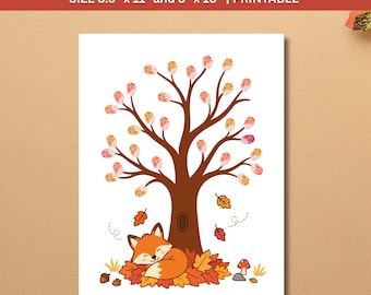Fall Fingerprint Art, Easy Fall Craft For Kids, Fall Fingerprint Tree Craft Template, Thanksgiving PreK Kindergarten Thumbprint Activity