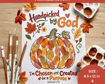 Handpicked by God Pumpkin Fall Sunday School Bible Craft Printable  Christian Thanksgiving Craft, Church Preschool Kids Torn Paper Activity