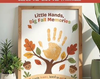Fall Handprint Craft Printable, Autumn Tree Keepsake for Kids, Preschool Leaf Activity, Toddler Daycare Worksheet, Instant Download PDF