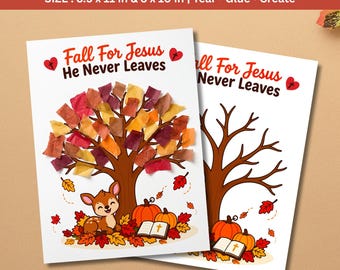 Christian Fall Bible Craft, Fall For Jesus Craft For Kids, Easy Fall Leaves Tree Activity, Bible Lesson Church Craft, Sunday School Craft