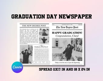 Graduation Newspaper Bouquet Wrap Template: Editable Canva Gift (Digital Download)