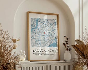 Retirement Gifts for  Teacher, Custom Map Prints Any Location, City Print,City Map,Map Print Poster,Personalized Any City,Location Map Gifts