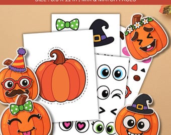 Build a Silly Pumpkin Craft, Fall Pumpkin Craft for Kids, Halloween Classroom Activity, Pumpkin Face Printable, Cut and Paste Craft