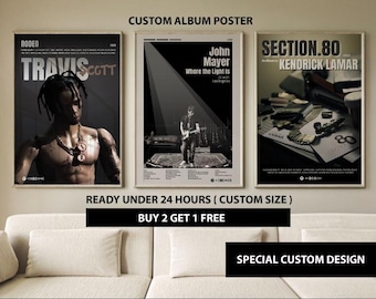 Set of 3 Album Cover Poster Choose Your Own Cover Custom Album Posters Request Any Album Music Print Art Tracklist Poster Artist Cover Songs