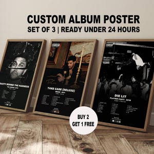 Set of 3 Custom Album Posters,Personalised Room Decor,Request Any Album,Music Print Art,Tracklist Poster,Artist Cover,Choose Your Own Album