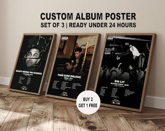 Set of 3 Custom Album Posters,Personalised Room Decor,Request Any Album,Music Print Art,Tracklist Poster,Artist Cover,Choose Your Own Album