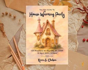 Editable Housewarming Invitation,Housewarming gift for friend, House Warming Party, Modern, Minimalist, Printable or Text Invite