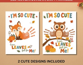 Fall Leaf Handprint Craft Printable Fall Footprint Craft for Kids Leaf Craft for Kindergarten Fall Craft for Preschool Handprint Craft Idea