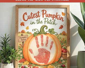 Fall Handprint Craft Printable, Hello Little Pumpkin Keepsake, Preschool Leaf Activity, Toddler Daycare Worksheet, Instant Download PDF