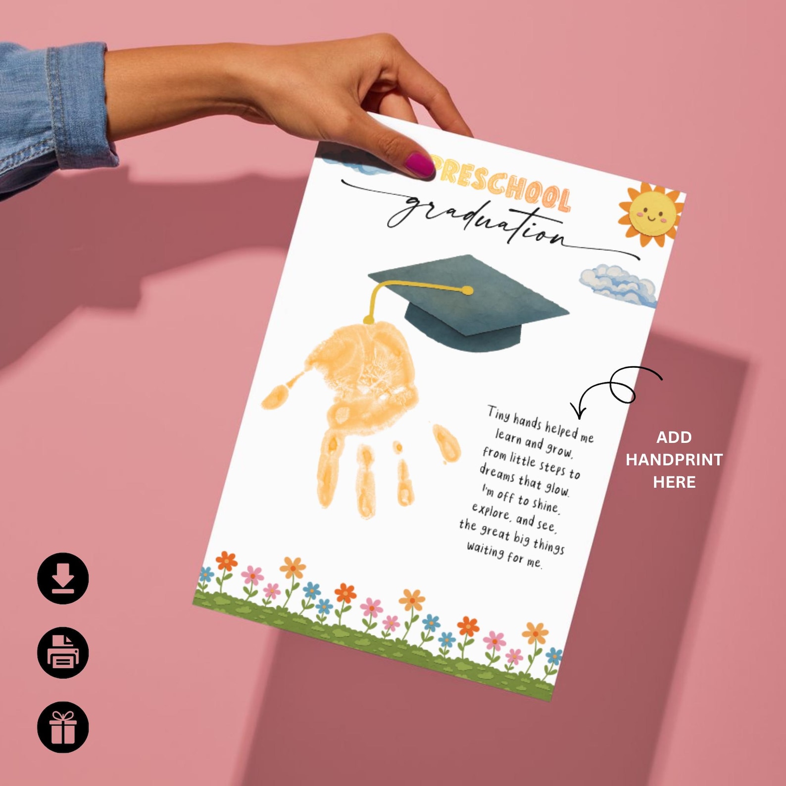 Preschool Graduation Handprint Craft 2026, Pre-k Graduation Keepsake ...