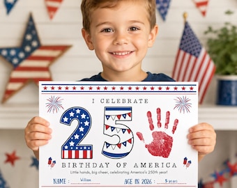 250th Birthday of America Handprint Keepsake My Hand Was This Little When America Turned 250 July 4 2026 Craft for Kids Preschool Classroom
