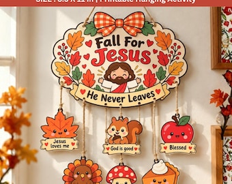 Fall for Jesus Mobile Kids Craft, Christian Fall Activity Printable, Religious Autumn Craft for Kids, Sunday School Activity, Bible Craft