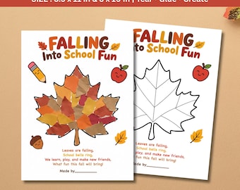 Fall Torn Paper Leaf Craft, Back to School Preschool Activity, Tissue Paper Craft, Fine Motor Fall Activity, Printable PDF