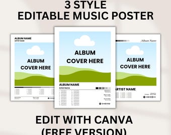 Customizable Album Cover Poster Template, Music Wall Art , Album Cover Poster Canva Template, Album Poster Canva, Digital Download