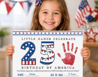 America 250 Handprint Fourth Of July Craft, USA 250th Birthday Anniversary Handprint Craft, Patriotic Keepsake, 4th Of July Activity Kids