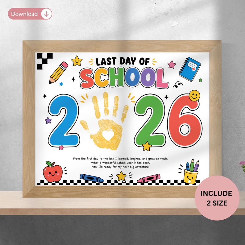 Last Day of School Handprint Craft 2026, Preschool Keepsake Printable ...