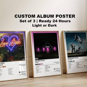 Set of 3 Custom Album Posters,Personalised Room Decor,Request Any Album,Music Print Art,Custom Music Poster,Choose Your Own Artiste Poster