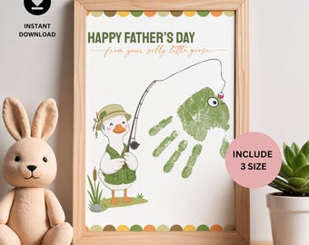 Silly Little Goose Father's Day Handprint Art, Kids Handprint Art, DIY Gift for Dad, Printable Keepsake Gift for Dad, Daycare/PreschoolCraft