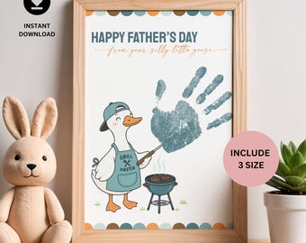 Silly Little Goose Father's Day Handprint Art, Kids Handprint Art, DIY Gift for Dad, Printable Keepsake Gift for Dad, Daycare/PreschoolCraft