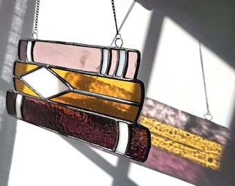 Stained Glass Book Suncatcher | Home Library Decor
