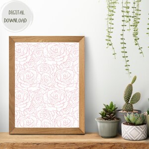 Floral Wall Art | Pink Flowers Wall Art | Printable Wall Art | Pink Wall Art Print | Framed Room Decor | Minimalist Wall Art | Pink Flowers