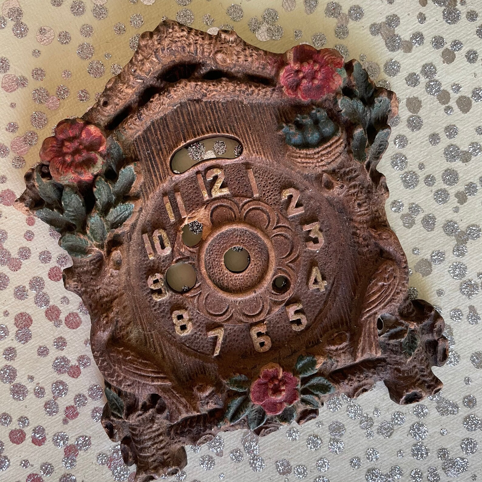 Vintage German Style Cuckoo Clock Face Woodland Birds and Etsy