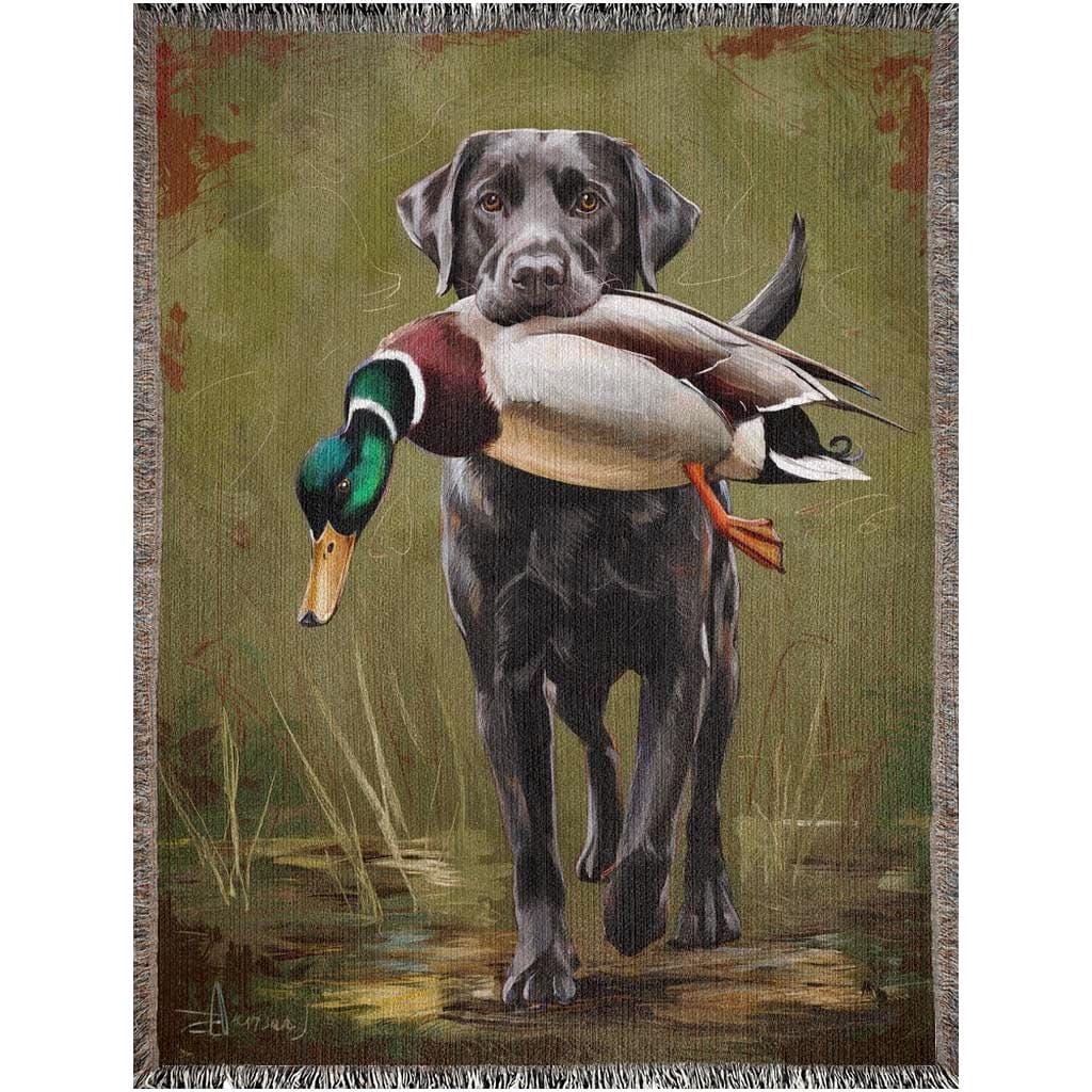 Duck Hunting Woven Throw Blanket | Bird Dog Blanket | Black Lab