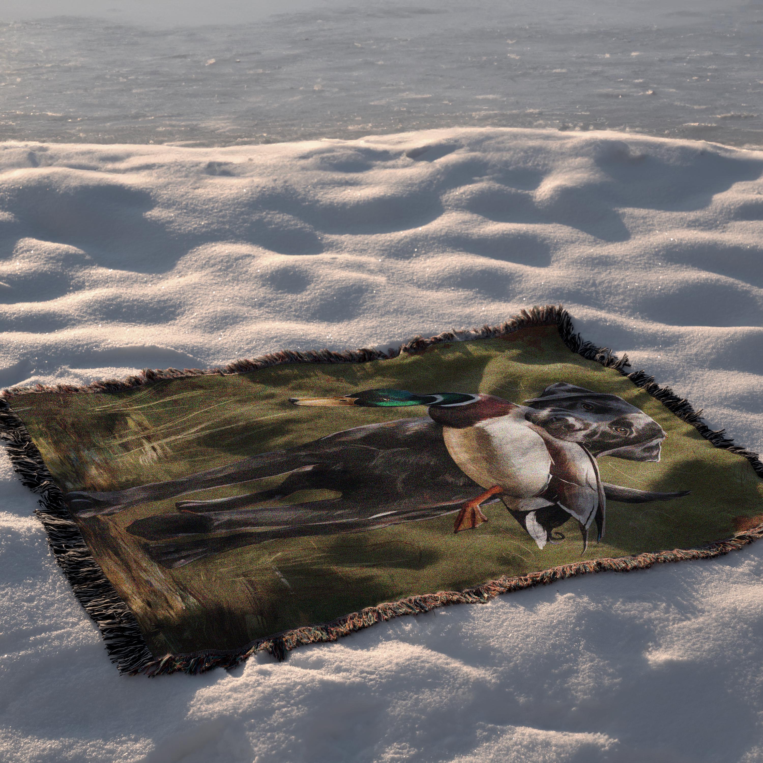Duck Hunting Woven Throw Blanket | Bird Dog Blanket | Black Lab
