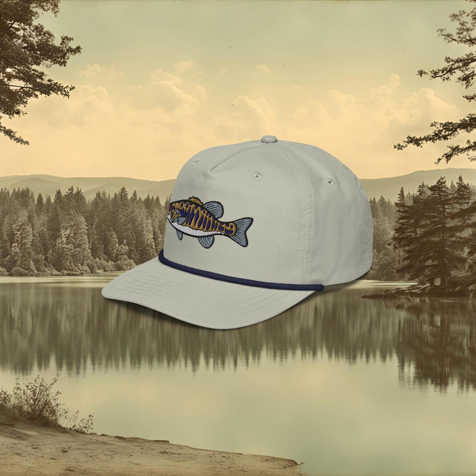 Sebass Cap Smallmouth Bass Fishing Rope Hat | Vintage Embroidered Bass Fishing ...