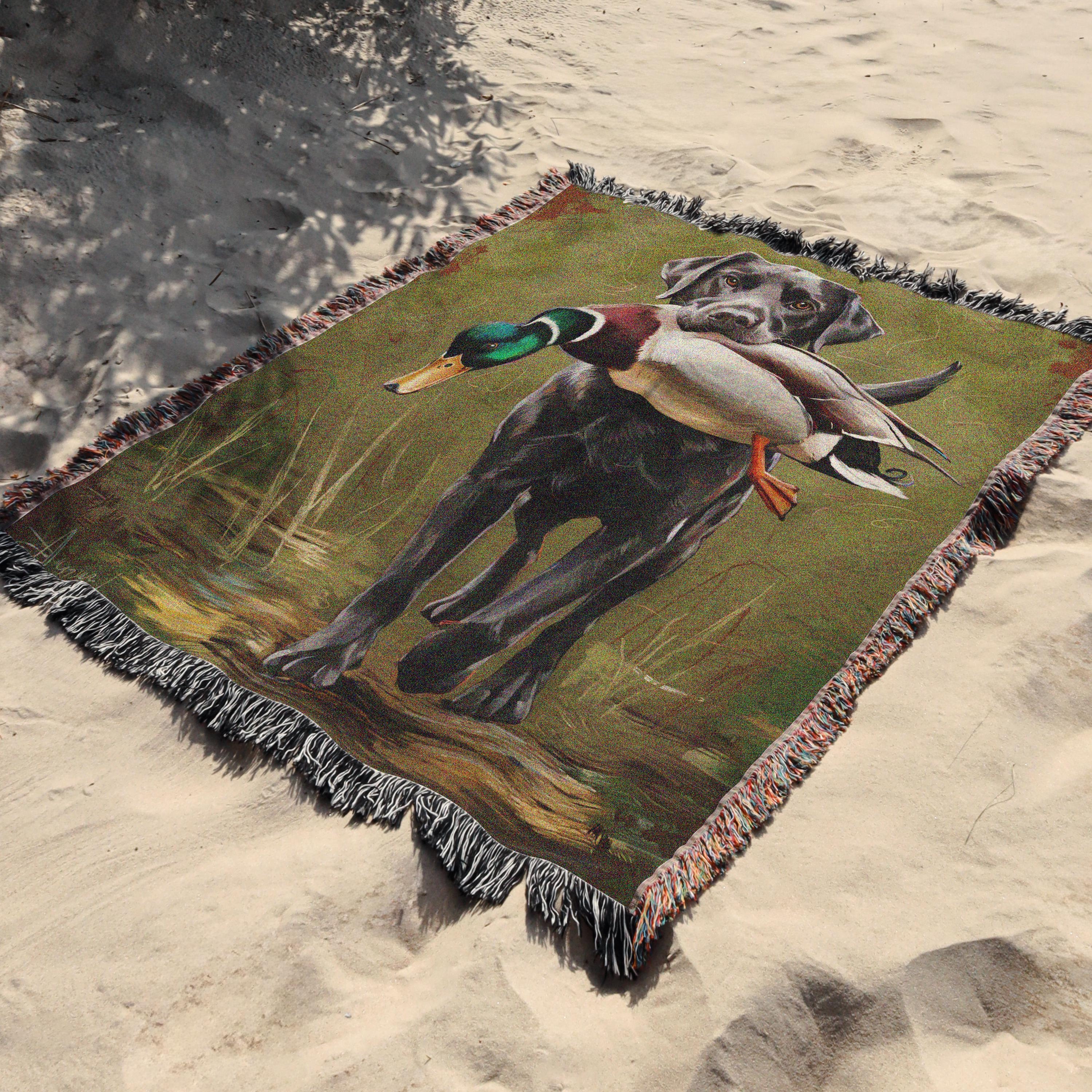 Duck Hunting Woven Throw Blanket | Bird Dog Blanket | Black Lab