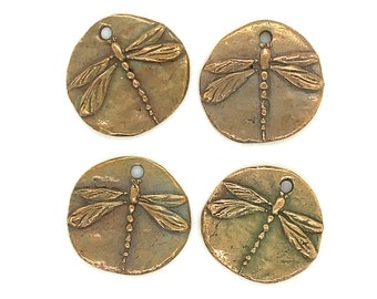 Set of 4 Bronze Dragonfly Charms