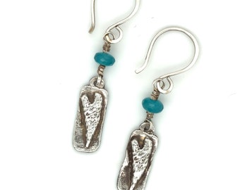 Carved Sterling Heart Earrings