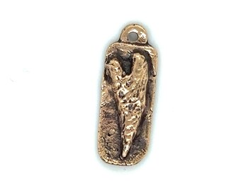 Carved Bronze Heart Charm (18x7mm)