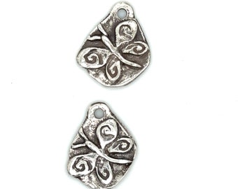 Sterling Rustic Butterfly Charms (15x12mm)