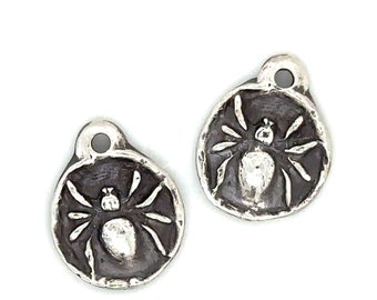 Sterling Silver Garden Spider Charms (12x10mm)