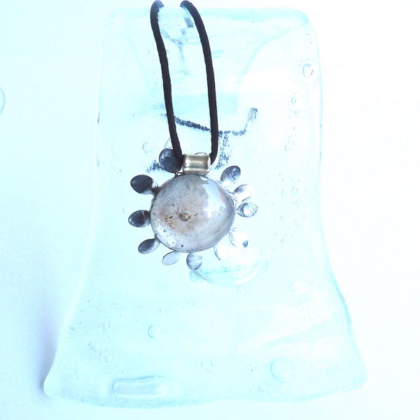 Daisy necklace, handmade fused glass jewelry and silver, Italian handicraft, cute Christmas gift, artisan necklace,unique