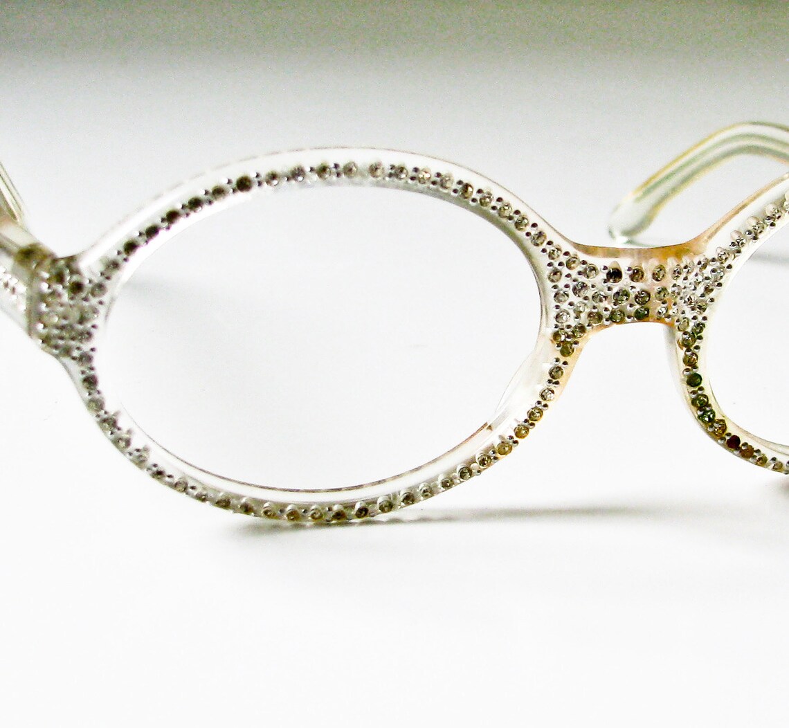 1950's Clear Plastic and Rhinestone eyeglass Frames Etsy