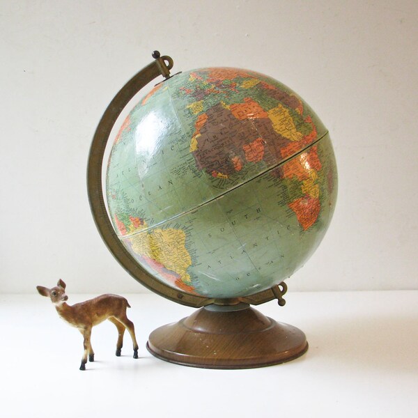 Vintage Globe - 12" Replogle - Aqua Green Color
