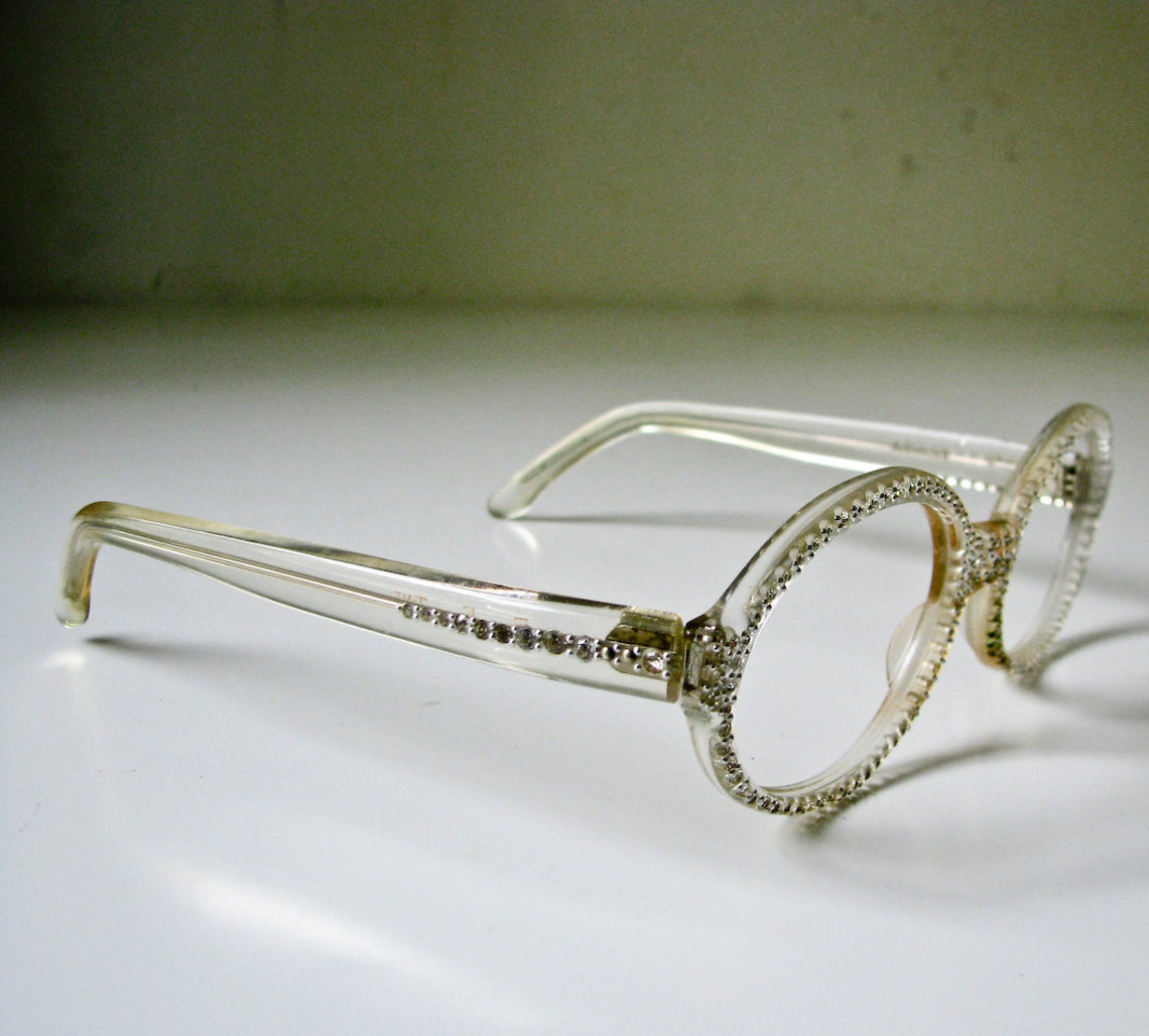 1950's Clear Plastic and Rhinestone eyeglass Frames Etsy