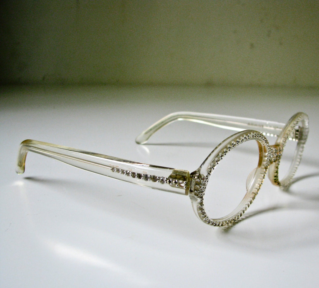 1950's Clear Plastic and Rhinestone eyeglass Frames | Etsy