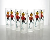 Robots, Vintage Glass Tumblers, Mid Century Modern Drinking Glasses