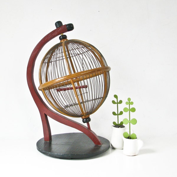 Bird Cage, Globe, Round Wood Birdcage, Rare, Handmade