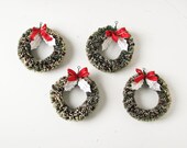 Vintage bottle Brush Wreaths - Christmas Decor - 4 Small Wreaths