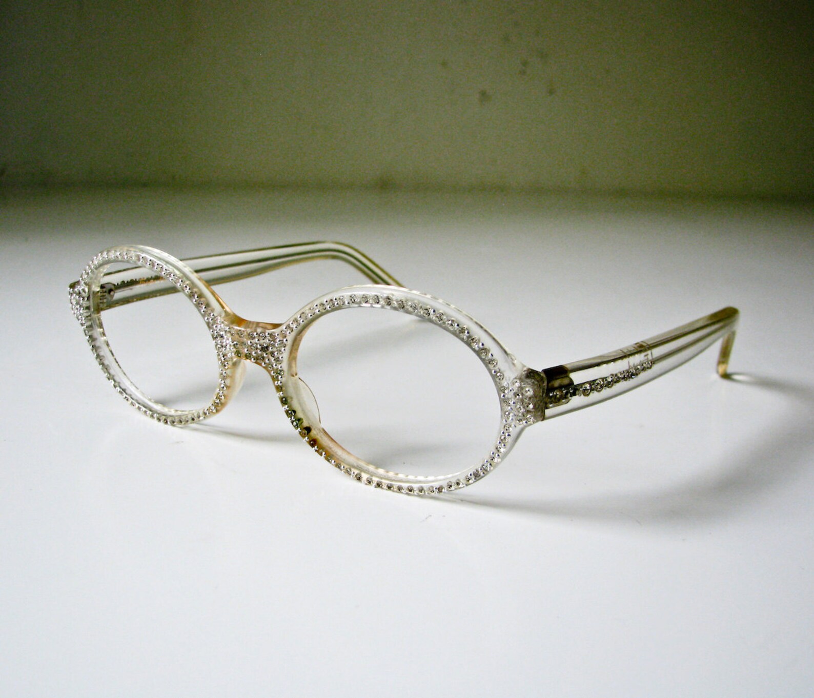 1950 S Clear Plastic And Rhinestone Eyeglass Frames Etsy