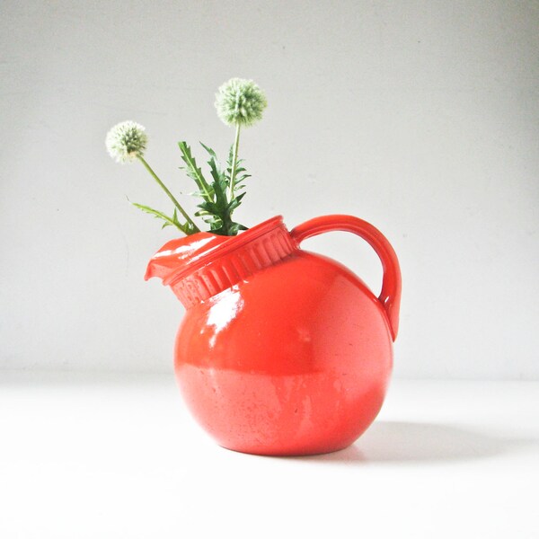 Vintage Red Glass Pitcher